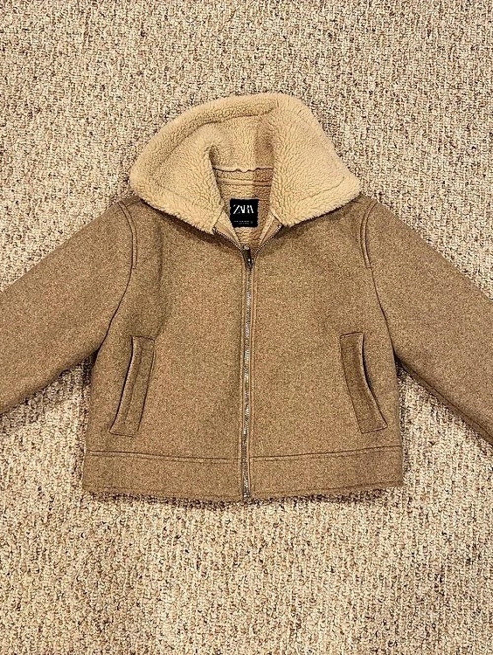Zara Teddy Jacket in Brown Like New